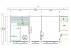Saunahaus HALMAR 6 PLUS 566 x268 cm; 40mm Doppelnut; inkl. Terrasse; inkl. Boden