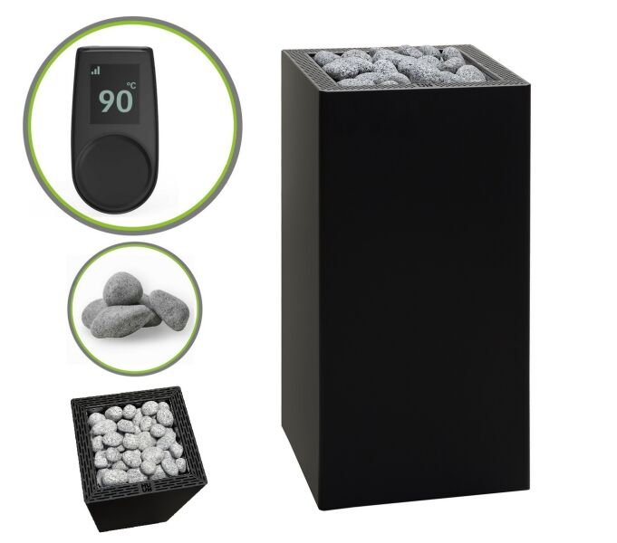 Saunaofen HUUM CORE BLACK 10,5 kW SPARSET inkl. UKU Steuerung Local, Steine