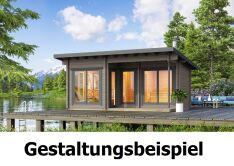 Saunahaus HAGEN 578 x361 cm; 40mm Doppelnut; inkl. Terrasse; inkl. Boden