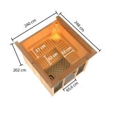 Sauna ASKJA (Fronteinstieg) / mit Kranz / Ofen 9 KW externe Strg easy