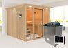Sauna ASKJA (Fronteinstieg) / mit Kranz / Ofen 9 KW externe Strg easy