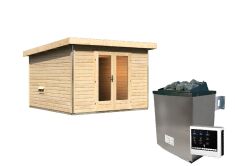 Saunahaus MAINBURG 1  Set B / naturbelassen / Ofen 9 KW externe Strg easy