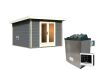 Saunahaus MAINBURG 1  Set B / terragrau lackiert / Ofen 9 KW externe Strg easy