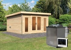 Saunahaus MAINBURG 3  Set A / naturbelassen / Ofen 9 kW Bio externe Strg easy