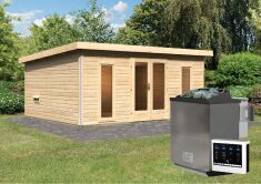 Saunahaus MAINBURG 4  Set A / naturbelassen / Ofen 9 kW Bio externe Strg easy
