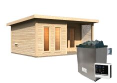 Saunahaus MAINBURG 5  Set A / naturbelassen / Ofen 9 KW externe Strg easy