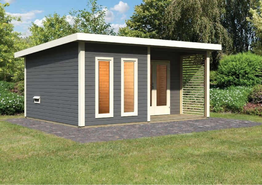 Saunahaus MAINBURG 5  Set A / terragrau lackiert / ohne Ofen