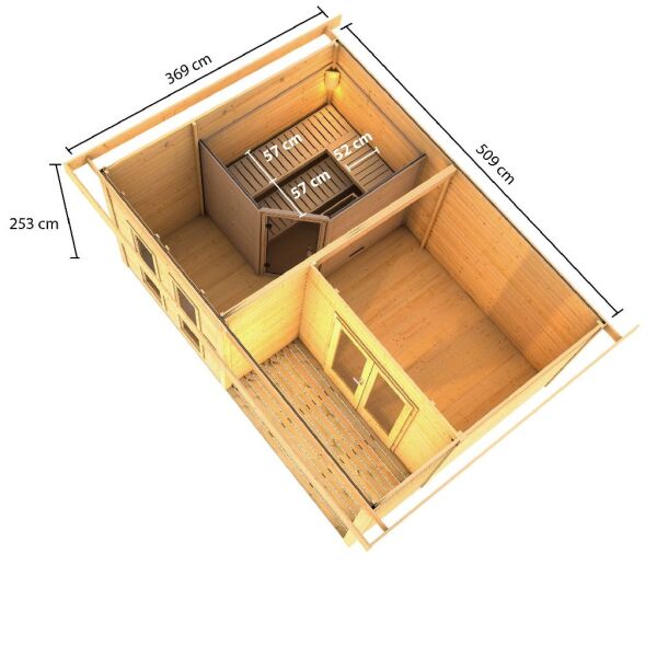 Saunahaus MAINBURG 5  Set B inkl. Sauna 225 x 190 cm