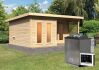 Saunahaus MAINBURG 5  Set B / naturbelassen / Ofen 9 kW Bio externe Strg easy