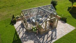 Palmako Glashaus / Gewächshaus / Orangerie EMILIA 19,1 m²  543x421 cm, grau imprägiert