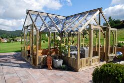 Palmako Glashaus / Gewächshaus / Orangerie EMILIA 19,1 m²  543x421 cm, grau imprägiert