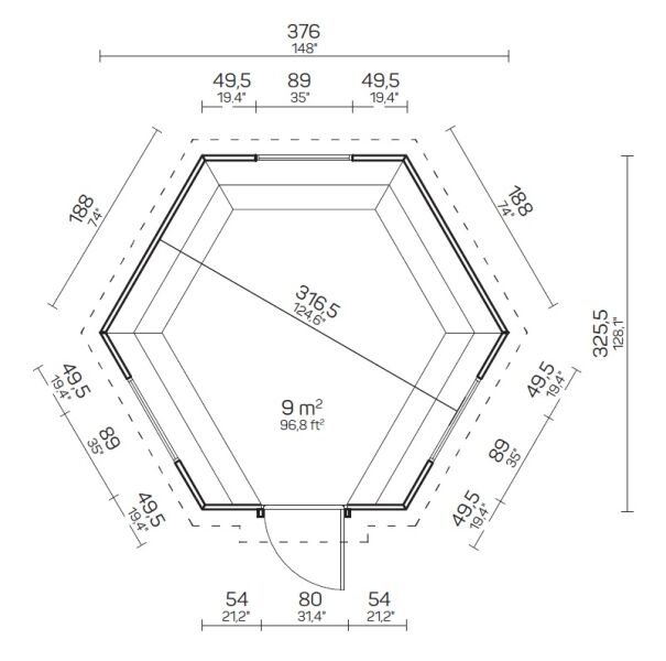 Tene Grillkota NILS 9m2 ISO 44mm inkl. 28mm Boden