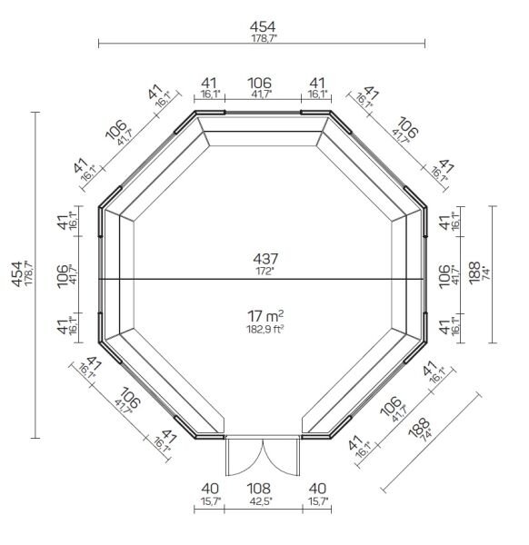 Tene Grillhaus DANA 17m2 ISO 44mm inkl. 28mm Boden