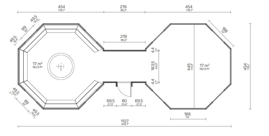 Tene Grillkota MELISSA 38m2 ISO 44mm inkl. 28mm Boden