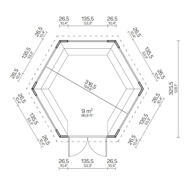 Tene Grillhaus IRIS 9m2 ISO 44mm inkl. 28mm Boden