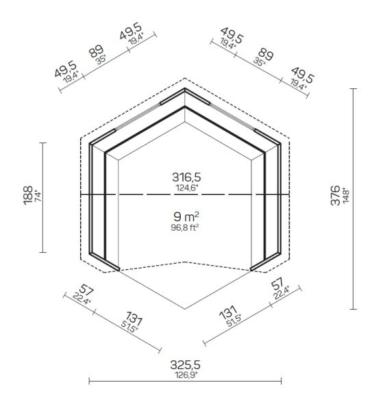 Tene offene Grillkota ELSA 9m2 ISO 44mm inkl. 28mm Boden