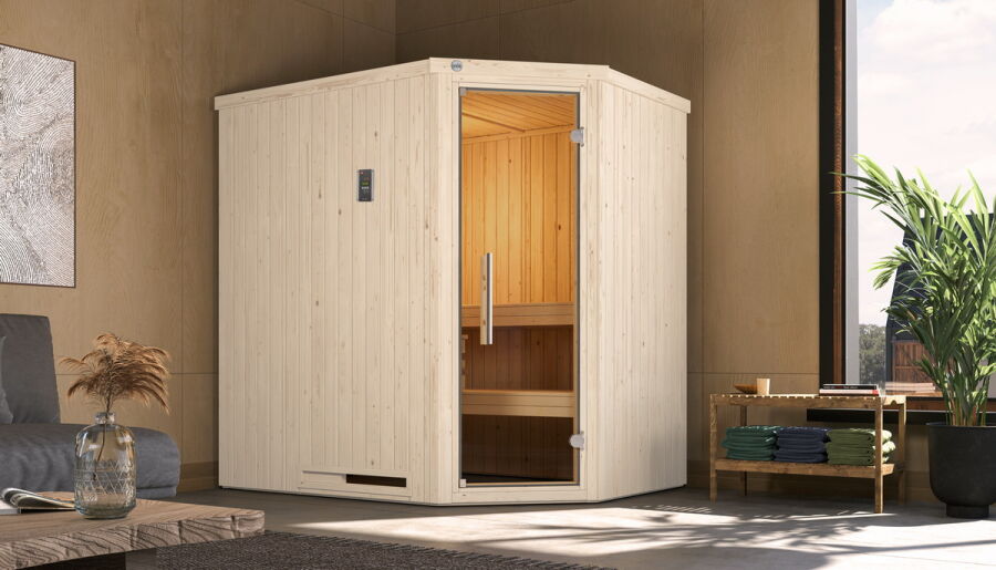 Weka 68mm Elementsauna VARBERG 1 TREND Glastür mit OS-Ofen