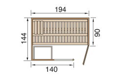 Weka 68mm Elementsauna VARBERG 1 TREND Glastür und Fenster ohne Ofen