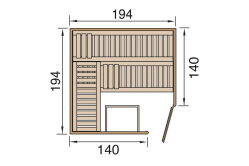 Weka 68mm Elementsauna VARBERG 3 TREND Glastür ohne Ofen