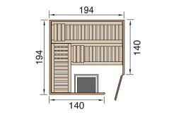 Weka 68mm Elementsauna VARBERG 3 TREND Glastür mit BioS-Ofen