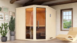 Weka 68mm Elementsauna VARBERG 3 TREND Glastür und Fenster mit BioS-Ofen