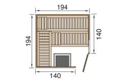 Weka 68mm Elementsauna VARBERG 3 TREND Glastür und Fenster mit BioS-Ofen