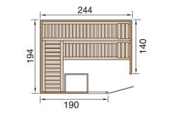 Weka 68mm Elementsauna VARBERG 4 TREND Glastür und Fenster ohne Ofen
