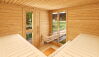 Weka 45mm Saunahaus KUOPIO natur mit bodentiefem Fenster und mit OS-Ofen