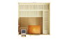 Weka 45mm Saunahaus KUOPIO natur mit bodentiefem Fenster und mit BioS-Ofen