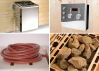 Weka 45mm Saunahaus KUOPIO natur mit bodentiefem Fenster und mit BioS-Ofen