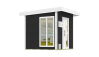 Weka 45mm Saunahaus KUOPIO anthrazit/weiß mit bodentiefem Fenster und mit OS-Ofen