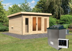 Saunahaus MAINBURG 2  Set A / naturbelassen / Ofen 9 KW externe Strg easy