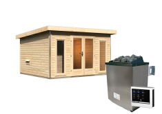 Saunahaus MAINBURG 2  Set A / naturbelassen / Ofen 9 KW externe Strg easy