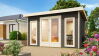 Saunahaus MAINBURG 2  Set B / terragrau lackiert / Ofen 9 kW Bio externe Strg easy