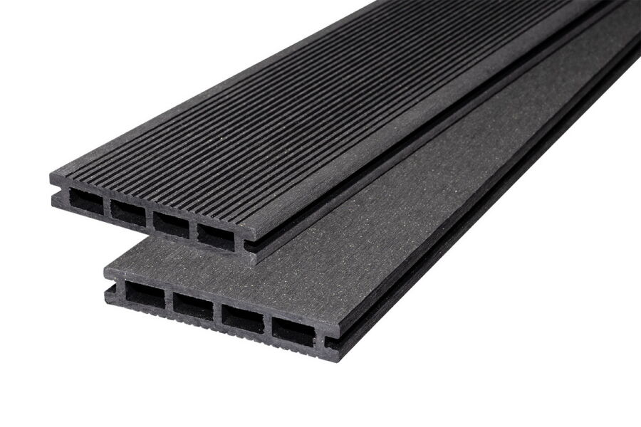 WPC Topgarden Terrassendiele 24x140x5000mm Kombiprofil anthrazit, einseitig geriffelt/einseitig gebürstet