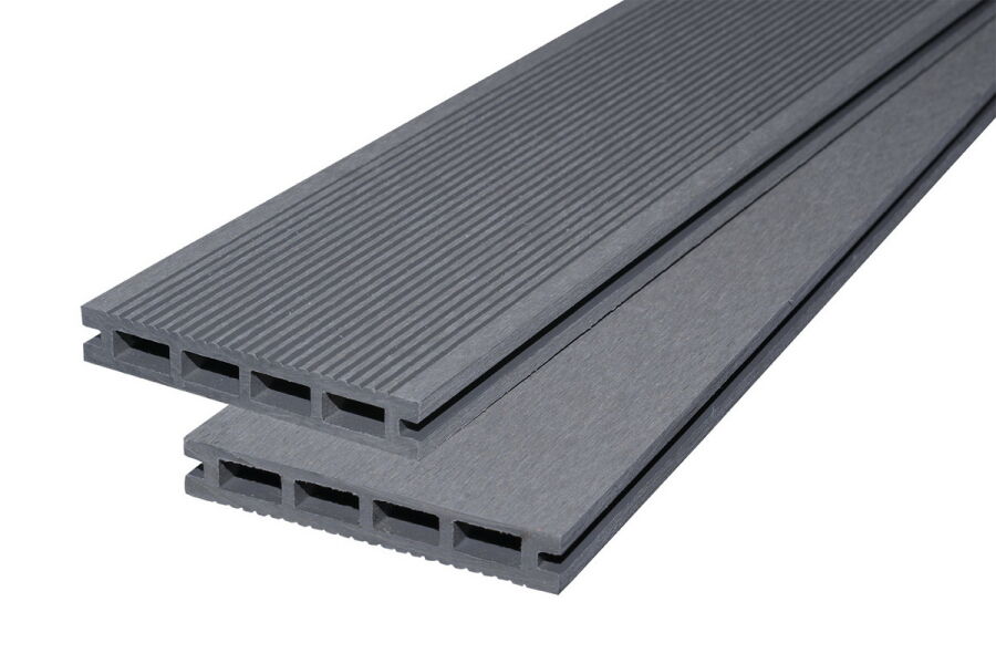 WPC Topgarden Terrassendiele 24x140x5000mm Kombiprofil grau, einseitig geriffelt/einseitig gebürstet