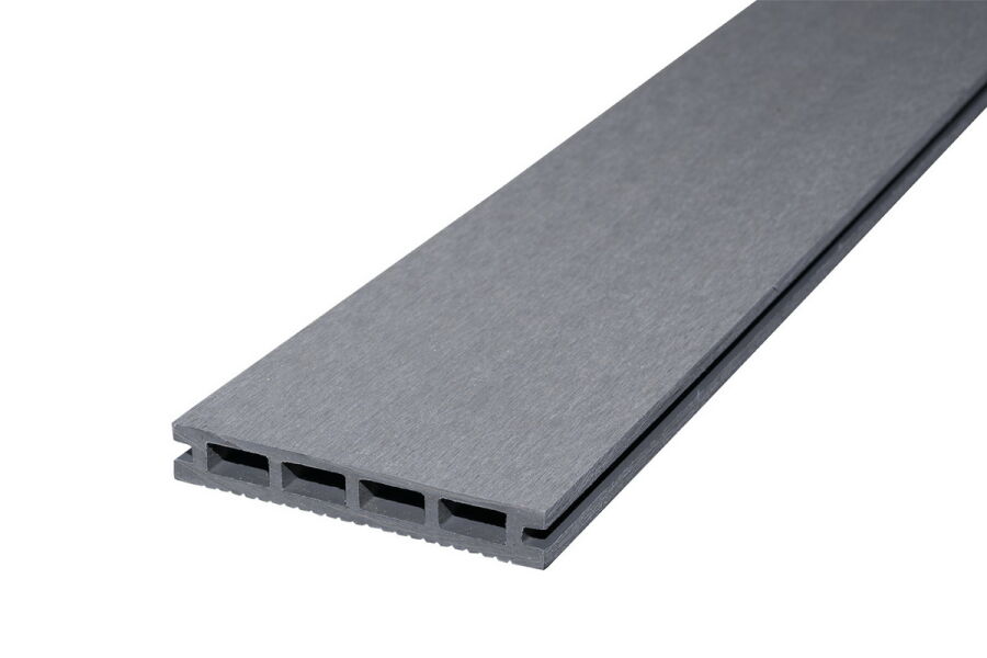 WPC Topgarden Terrassendiele 24x140x5000mm Kombiprofil grau, einseitig geriffelt/einseitig gebürstet