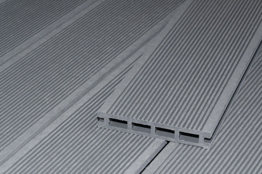 WPC Topgarden Terrassendiele 24x140x5000mm Kombiprofil grau, einseitig geriffelt/einseitig gebürstet