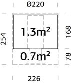 Palmako Saunafass Modell ANITA 1,3+0,7 m² - 220x250...