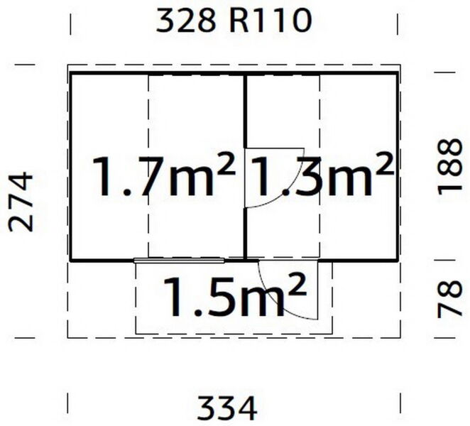 Palmako Saunafass ANETTE 3,0+1,5m² 328x274 cm mit 78cm Terrasse inkl. Dachschindeln schwarz, Bausatz, ISO