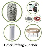 Saunasell Saunafass ROUND CUBE DOUBLE EXCLUSIVE 301x240 cm SPARSET mit HUUM HIVE OFEN, Thermo-Holz