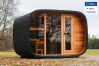 Saunasell Saunafass ROUND CUBE DOUBLE EXCLUSIVE 301x240 cm SPARSET mit HUUM HIVE OFEN, Thermo-Holz