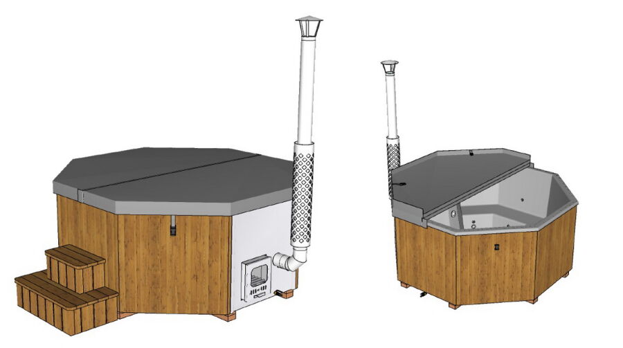 Hot Tub DeLux 8-Eck Badebottich in verschiedenen Varianten