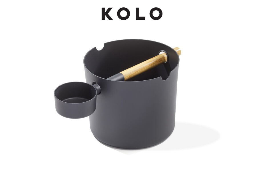 KOLO 1 Set Saunazubehör Zubehörset Aufgusseimer + Kelle Set schwarz ALU Pulverbeschichtet