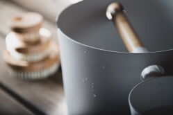 KOLO 1 Set Saunazubehör Zubehörset Aufgusseimer + Kelle Set schwarz ALU Pulverbeschichtet