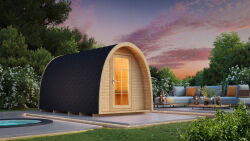Saunahaus Saunafass POD Modell Fichte Natur 400 x 230 cm...