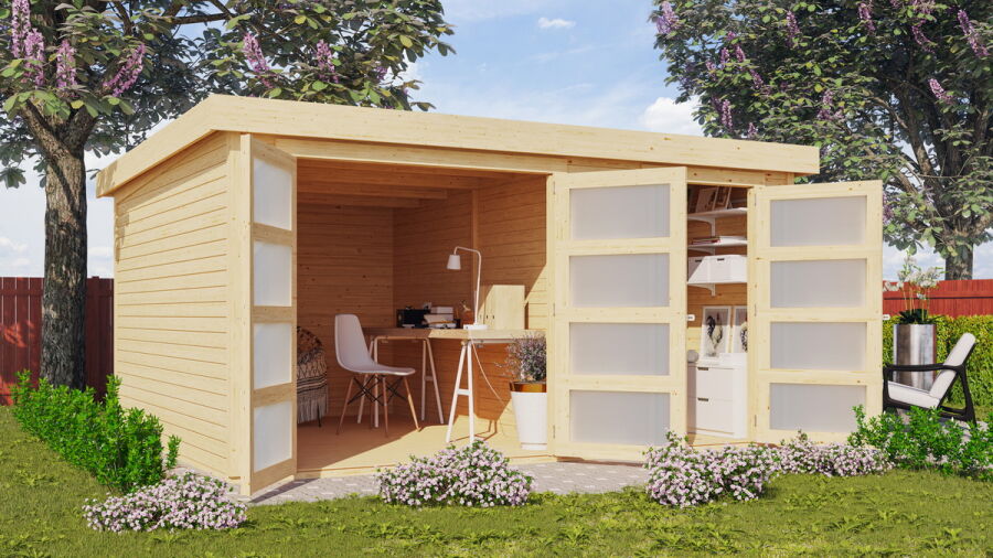 Karibu Gartenhaus MÜHLENTRUP 3 naturbelassen 404 x 332 cm