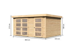 Karibu Gartenhaus MÜHLENTRUP 3 naturbelassen 404 x 332 cm
