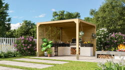 Karibu Pavillon CUBUS 320 x 320 cm Leimholz unbehandelt