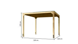 Karibu Pavillon CUBUS 320 x 320 cm Leimholz unbehandelt